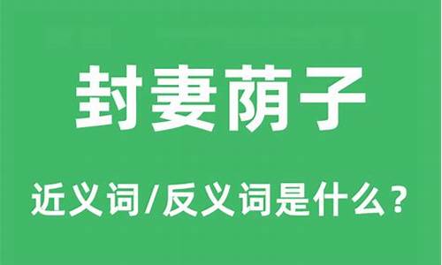 封妻荫子的意思是什么意思-封妻荫子的意思是什么